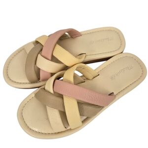 Madewell Francine Leather Slide Sandals Flip Flops Womens 8 Beige Nude Tan